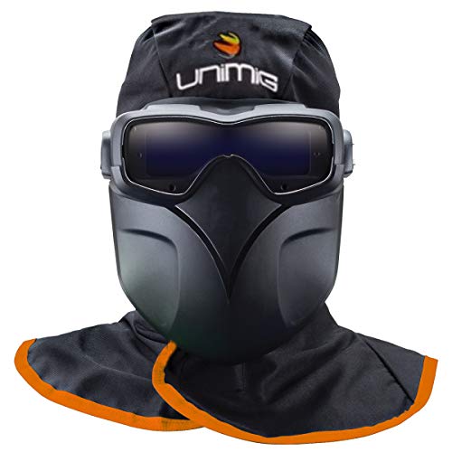 Masque de soudeur UNIMIG Lunettes LCD 3 Capteurs Protection 5/13 + Hotte ignifugée + masque détachable KIT COMPLET PROFESSIONNEL