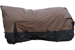 BRAMA WEST Brama-West Couverture d'extérieur pour chevaux Riders King avec col haut - 600 D/100 g - Imperméable - Marron - Taille 135
