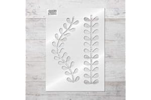 The Stencil Studio - Leaf Borders Stencil. Reusable decorative pattern stencil. Ideal for wall, furniture and fabric painting. Size Extra Small (A5) (10792XS)