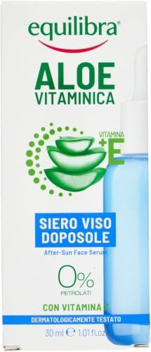 Equilibra, Siero Viso Doposole, 30 ml, con Aloe Vera Equilibra (40%), Vitamina E, Olio di Mandorle Dolci, Siero Gel, Dermatologicamente Testato e Adatto a Pelli Sensibili