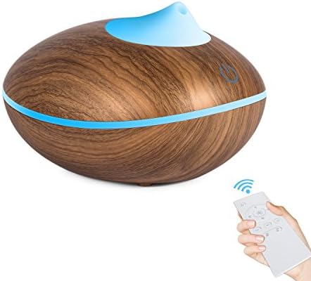 200ml Aroma Diffuser with Remote Control, Ultrasonic Aromatherapy Essential Oil Diffusers Cool Mist Humidifiers, Air Purifier, Night Light, Color LED Lights and Time Setting, - Topgio (Wood Grain.1-Brown)