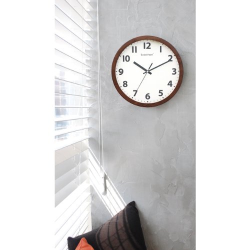 Decowall DSH-W30M Nicht Tickende Stille Holz Wanduhr Modern für Wohnzimmer Küche Büro (Braun, 30cm) - 5