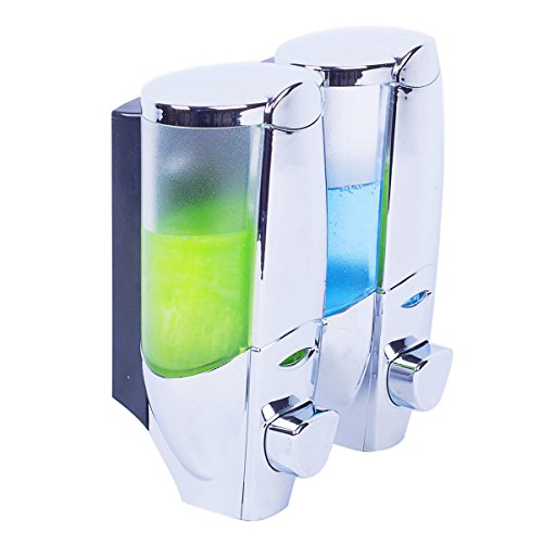 E Support Duo 2-Fach Wandmontage Seifenspender Shampoo Spender Chrom Flüssigseifenspender