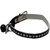 Kunst Leder Katzenhalsband Sicherheitshalsband mit Gummizug schwarz mit Glocke Glöckchen mit Glitzer Halsband Katze Welpenhalsband kleine Hunde