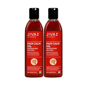 Jiva Pain Calm Oil - 120 ml - Pack of 2 - Blend Of 5 Ayurvedic Oils, Quick Absoprtion, 100% Natural, Ayurvedic Pain Relief Oil for Joint, Back, Knee, Shoulder and Muscular Pain