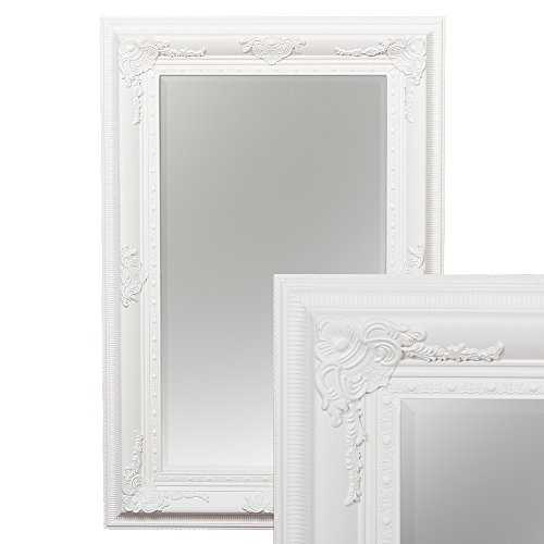 BAROCK WANDSPIEGEL Eve 120x80cm SPIEGEL PUR WEISS POMPÖS HOLZRAHMEN FACETTE