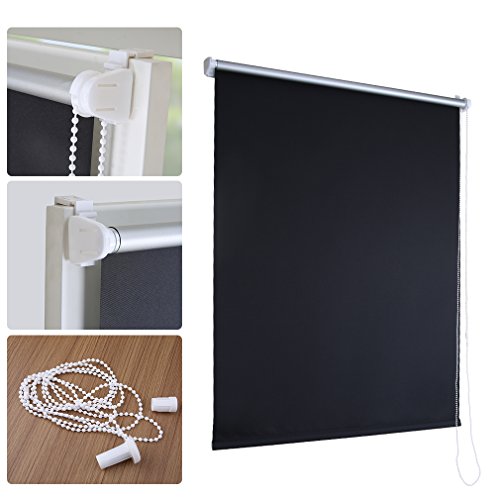 SHINY HOME® Verdunkelungsrollo Klemmfix Thermo Rollo 100x230cm (Schwarz) Lichtundurchlässig Klemmrollo Seitenzug Rollo ohne Bohren - 3