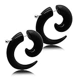  2 espiral falso dilatadore fake taper túnel pendientes aretes negro 8 mm