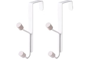 JINRETUTE 2 Pcs Over The Door Hooks Sturdy Metal Over Door Wooden Hooks Organizer Rack Over The Door Hook Hanger for Hanging Coats Hats Robes Towels