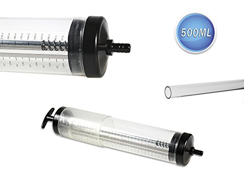 Vetrineinrete® Siringa aspira Olio per Auto 500 CC con Tubo in PVC da 30 cm Pompa Manuale per aspirazione Olio Motore P75