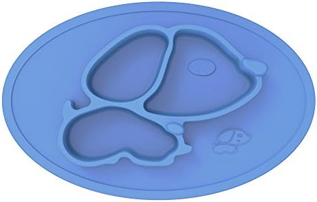 Baby Plate, Weaning Suction Placemat Silivo Divided Baby &amp; Toddler Plates and Bowl Fits Most Highchair 30.5x19.6x2.8 CM