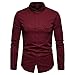 Produktbild ESAILQ Herren Lange Ärmel Casual Button Business Große Größe Casual Top Bluse Shirts (Small,Wein)