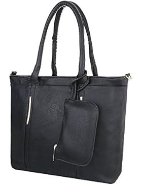 iTal-dEsiGn Damentasche Mittelgroße Schultertasche Used Optik Mit Extra Tasche Kunstleder TA-A107-1