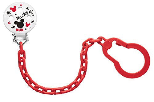 NUK 10256312 Disney Mickey Mouse Saugerkette, mit Clip zur sicheren Befestigung des Schnullers an Baby‘s Kleidung, 1 Stück, Farbe nicht frei wählbar - 2