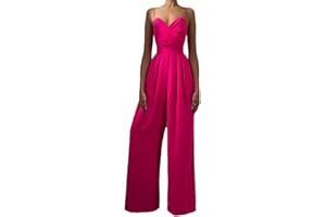 Minetom Jumpsuit da Donna Elegante Pizzo Tinta Unita Playsuit Tuta Cerimonia Cocktail Overall Monopezzi Tutine