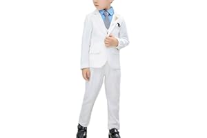 HONGBI Traje de Boda para 2-12 Años Niños Trajes de Ajustado Traje Formal a Cuadros Trajes de Ceremonia para Niños Graduación Traje Chicos Conjunto de Traje Elegante para Bautizo Comunión Traje de Esmoquin