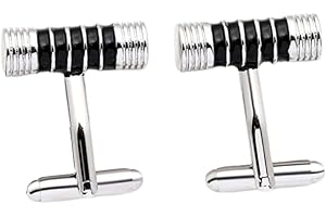 COOLMETALJACKET Bouton de Manchette | Boutons de Manchette Homme Classique | Cadeau Business Anniversaire Mariage en Acier Inoxydable | Chemise Smoking Noire Hommes