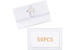 LAISHUNHE 50er Set Namensschild mit Clip Namenschilder Hüllen mit Nadel Halter Namensschilder zum anstecken Ausweishüllen mit Anstecknadel ID Kartenhüllen für Kleidung Konferenz Schule 9x5,8cm