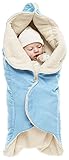 Wallaboo Baby Blanket Nore, Superb Quality blanket, 85cm x 85cm, Stylish & Durable Faux Suede with Warm and Soft Shearling Inner, Soft Blue
