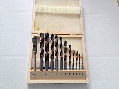 12tlg. Holzbohrer Set 3-13mm Zentrumbohrer 15-25mm Spiralbohrer Bohrer
