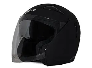 Vega Eclipse ECL-DK-M Open Face Helmet with Double Visor (Dull Black, M)