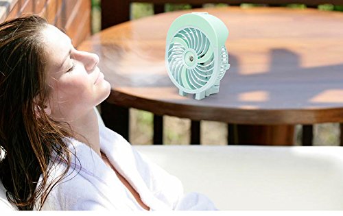 EJBOTH Mini USB New Sprühen Wasser Ventilator, Tragbarer Ventilatoren Tischventilatoren Fan Akku Faltbarer Mit Hängen und Metall Clip für Laptop Computer Desktop Zimmer Büro Outdoor Reisen Etc [Grün] - 5
