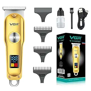 VGR V-290 Digital Display Professional Cordless Hair Clippers Cutter Rechargeable Wireless Hair Grooming Set Beard Trimming Beard Styling Rechargeable Li-ion Battery 600mAh 120 mins Runtime - Golden