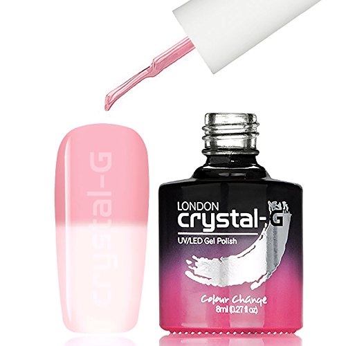Crystal-G London - TH35 Candy Floss - Soft Subtle Pink To Milky White Pinkish Shade - UV LED Soak Off Gel Nail Polish Varnish - Thermal Colour Change Range - 8ml - ***REQUIRE UV/LED LAMP TO CURE DRY GEL POLISH***