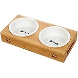 Tao King Katzennäpfe Keramik Set mit Bambus Ständer 2 x 0.25 l