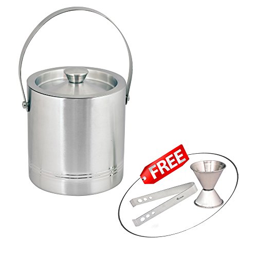 Kosma Edelstahl Doppel Wall Ice Bucket 1,5 Liter mit "GRATIS" Ice Tong & Doppel Sprit Maßnahme 30/60
