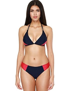 CharmLeaks Damen Sport Bikini Zweiteiler Bandeau Badeanzug Sport Tankini Oberteil + Hotpants