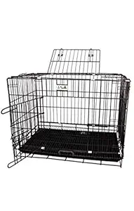 Vijman Traders Double Door Folding Metal Dog Cage with Paw Protector(Size :24 Inch) Black