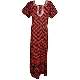 Indiatrendzs Women's Nighty Polka Dot Printed Cotton Embroidered Neckline Nightwear (Chest 44)