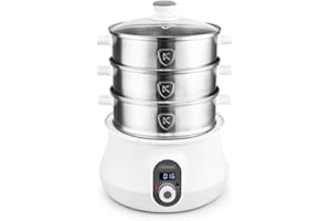 Kitchencook - Cuiseur Vapeur Et Couscoussier électrique - 9 Litres - 900w - Cuisson Programmable - Ecran Led - Maintien Au Chaud