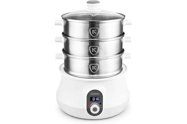 Kitchencook - Cuiseur Vapeur Et Couscoussier électrique - 9 Litres - 900w - Cuisson Programmable - Ecran Led - Maintien Au Chaud