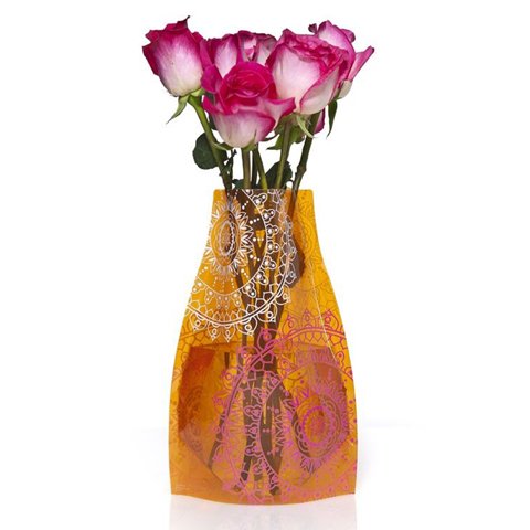 Reva Vase "Spitze Orange" - wiederverwendbare faltbare Blumenvase