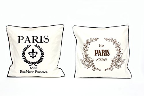 Kissenbezug Erk 40x40cm Kissenhülle French braune Schrift chic shabby Vintage Paris 1932 Royal Baumwolle Schriftzug Kissen Dekokissen - 4