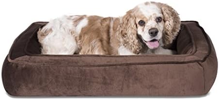 Sleepi Deluxe Rectangular Bolster Cuddler Pet Bed, 18" x 28" x 6", Potting Soil