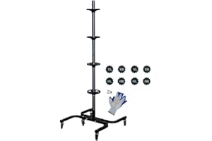 PROREGAL Arbre de Rangement pour Jantes Mobile CARRERO XL | HxLxP 138x54x50cm | jusqu'à 4 pneus | Noir | Support de pneus, Mobile