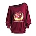Produktbild Moonuy Frauen Langarm Pullover Plus Size Full Sleeved Halloween Wütend Kürbis Skew Neck T-Shirt Bluse Tops Lustige Trägershirts