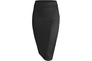 Oh! Pretty Women's Black Knee-Length Elasticated Waist Pencil Skirt Size 8-22