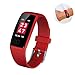 Produktbild KOBWA Activity Tracker Armbanduhr, Fitness Tracker Wasserdicht Touchscreen Smart Armband mit Herzfrequenz Blut Druck Sleep Monitor, Frauen, rot