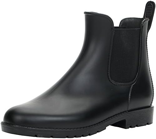 Hellozebra Ladies' Rain Boots PVC Boots Elastic Type Fashionable Women's Boots (5.5 UK（38 EU）, Black)