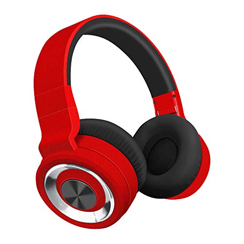 Alitoo Auriculares Bluetooth de Diadema Inalámbricos, Cascos Bluetooth Plegable Wireless Headphones Over Ear con Micrófono para TV, PC, Tablet, Móvil (Rojo)