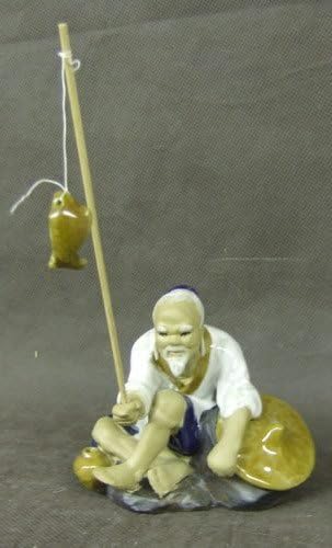 Oriental seated Fisherman With Fish