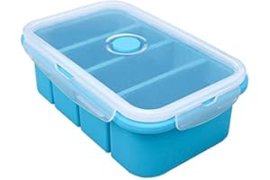 Webake Silikonowe pojemniki do zamrażania żywności z pokrywką, 250 ml, bardzo duża taca na kostki lodu do zupy, bulionu, sosu, masła, przygotowywania posiłków