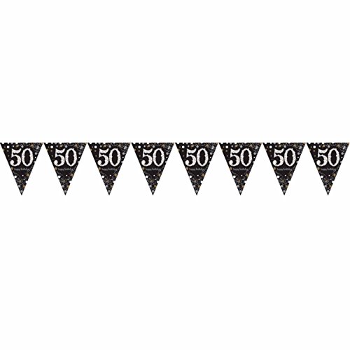 1x * HAPPY BIRTHDAY BANNER * zur Dekoration auf einem 50. Geburtstag // Celebration Wimpelkette Bunting Pennant