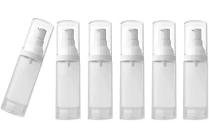 BAMBOOPACK Lot de 6 flacons vides de 30 ml - Dépolis - Transparents - Sans air - Pour lotion cosmétique - Pour voyage, maquillage, crème, fond de teint - Flacons de rangement pour fond de teint liquide