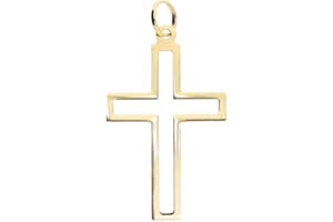 FORME DI LUCCHETTA Lucchetta - Cruz Cristiana de Oro de 14 quilates | Colgante Amarillo ideal para Collares de hasta 4 mm de Grosor | disponible en diferentes tamaños y estilos