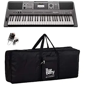 Yamaha PSR - I500 Digital Keyboard (61 Keys) With Adapter & Blueberry Black Cover Bag